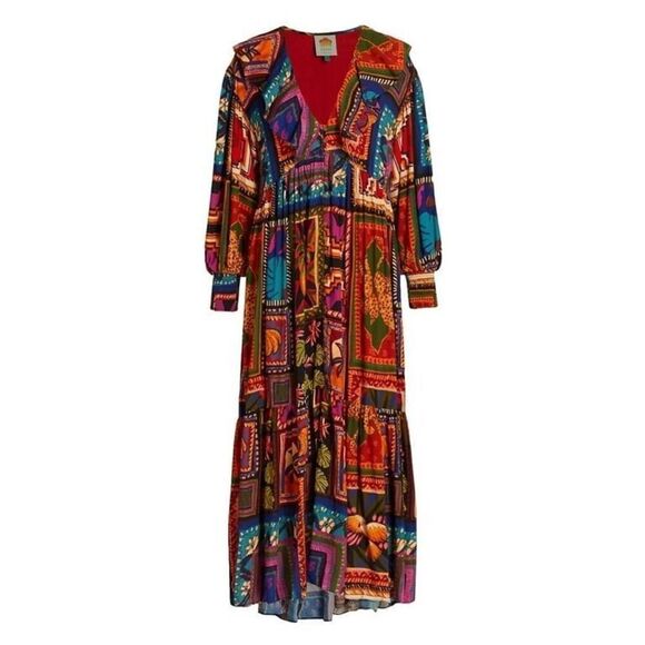 NWT Farm Rio Patchwork Tapestry Ankle Dress Size M $275.00 Lagenlook - Picture 1 of 15